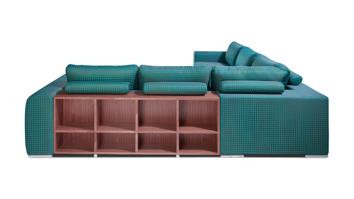 Banco de canto com prateleira para a sala de estar