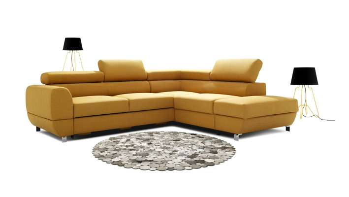 Sofá de canto cinza moderno com mecanismo de cama