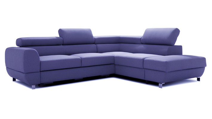 Sofá de canto cinza moderno com mecanismo de cama