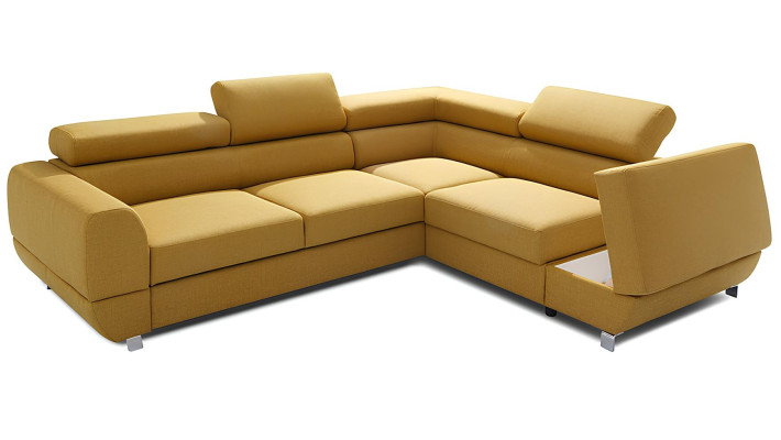 Sofá de canto cinza moderno com mecanismo de cama