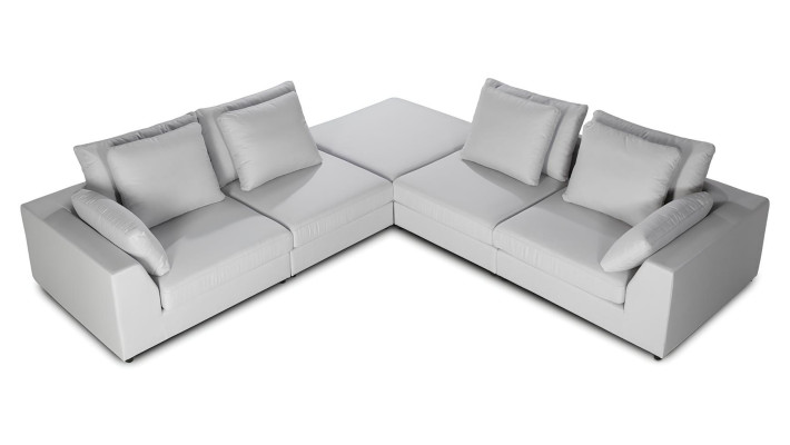 Moderno sofá de canto branco em forma de L