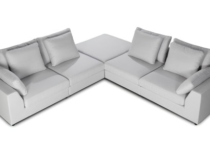 Moderno sofá de canto branco em forma de L