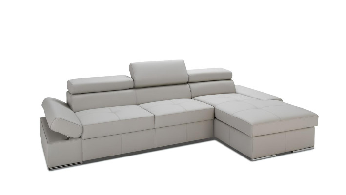 Sofá de canto moderno com padrão, revestido em 100% couro
