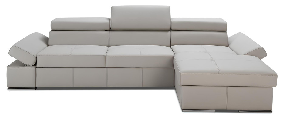Sofá de canto moderno com padrão, revestido em 100% couro