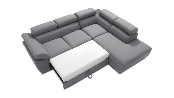 Sofá de canto moderno com função de cama e espaço de armazenamento