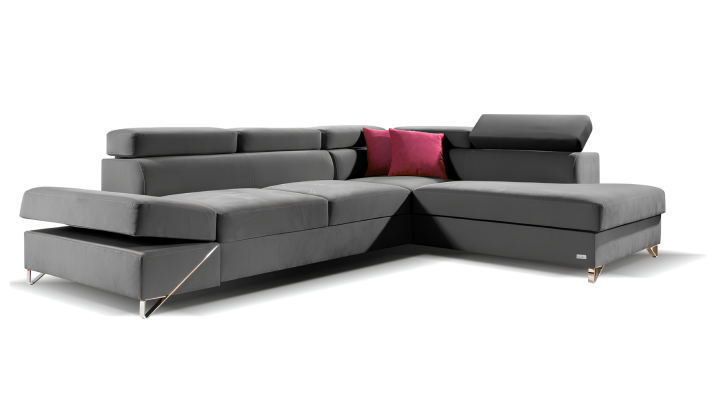 Moderno sofá em L com mecanismo de cama