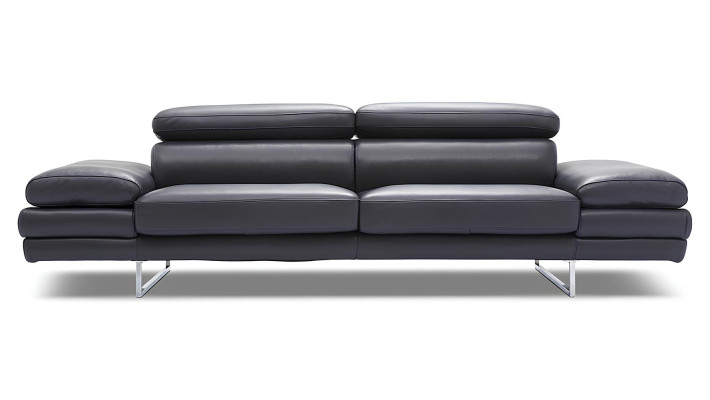 100% couro italiano, design moderno, sofá de casal preto