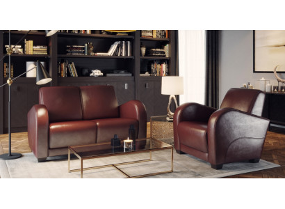 Sofá moderno de dois lugares em couro 100% italiano