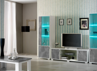 Conjunto de móveis de dois peças, vitrine, console, mesa RTV, vitrine de vidro para a sala de estar
