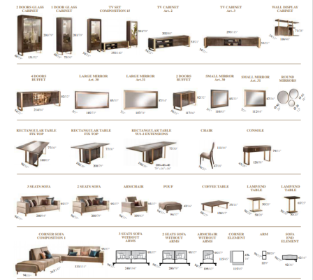 Conjunto de sofá moderno 3+1+1 com cadeiras estofadas