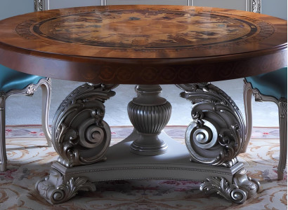 Mesa de jantar redonda de madeira maciça italiana