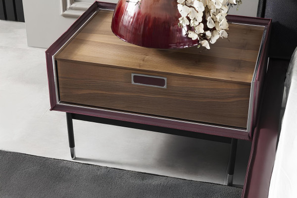 Conjunto de móveis de quarto loft com cama, armário, mesas de cabeceira e cômoda de 5 gavetas