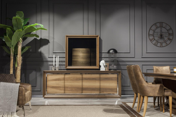 Conjunto de móveis de 9 peças, incluindo mesa, cadeiras, cômoda e espelho