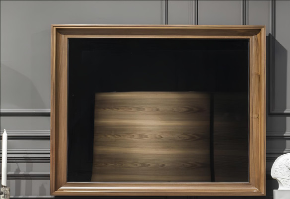 Espelho de parede luxuoso com moldura marrom moderna