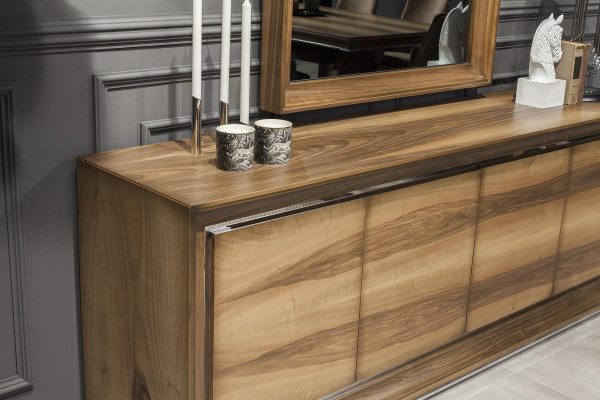 Conjunto de mesa de jantar de luxo com mesa e cadeiras, criado-mudo, 7 peças