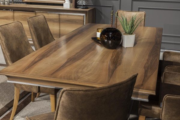 Conjunto de mesa de jantar de luxo com 4 cadeiras e buffet ajustável em 5 partes