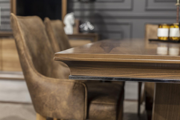 Conjunto de mesa de jantar de luxo com 4 cadeiras e buffet ajustável em 5 partes