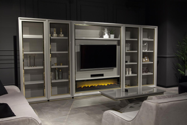 XXL estante de parede para sala de estar com design de lareira