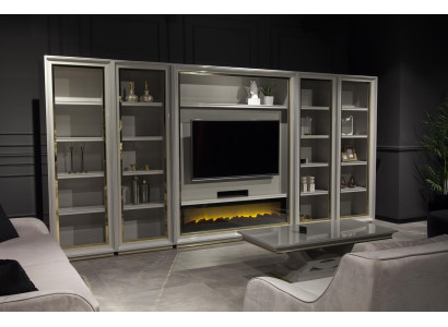 XXL estante de parede para sala de estar com design de lareira