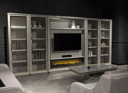 XXL estante de parede para sala de estar com design de lareira