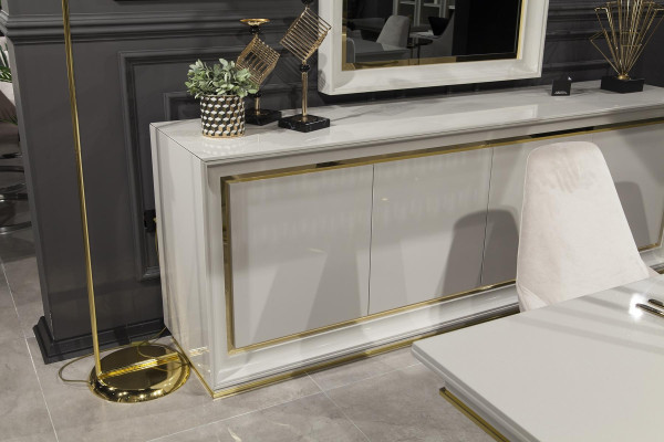 Espelho de parede moderno e luxuoso com moldura branca