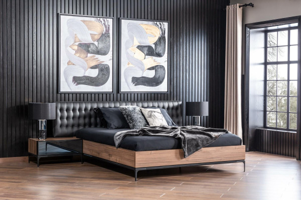 Mesa de cabeceira de luxo com portas de vidro marrons