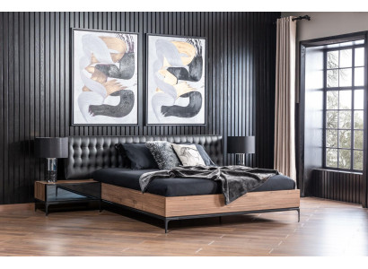 Mesa de cabeceira de luxo com portas de vidro marrons