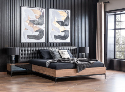 Mesa de cabeceira de luxo com portas de vidro marrons