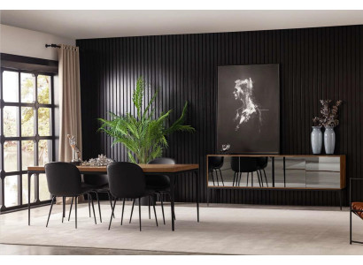 Móveis modernos com espelho e espaço de armazenamento