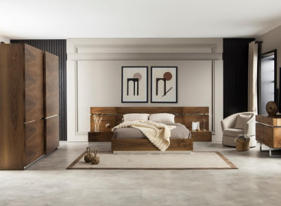 Móveis de quarto de luxo, mesa de cabeceira, armário, mesas de cabeceira, espelho em 6 partes