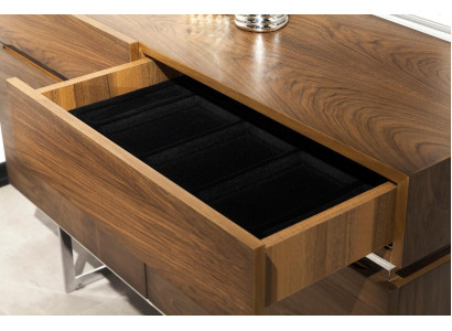 Mesa de cabeceira luxe com espelho 130 cm, conjunto de 2 peças