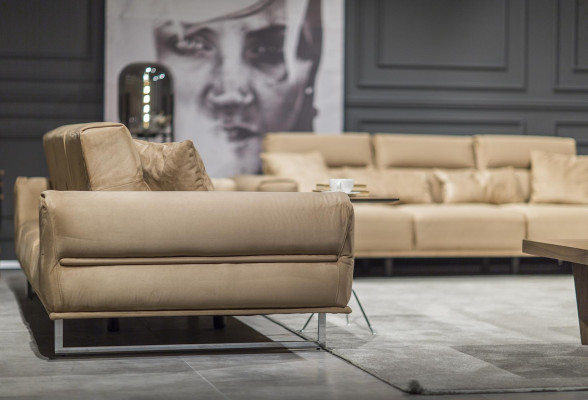 Conjunto de sofá luxe bege 3+3+1 + mesa de 4 peças