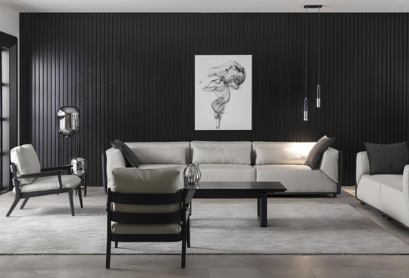 Quatro cadeiras brancas para a sala de estar de luxo