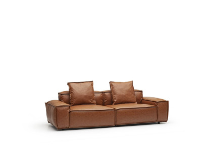 Sofá de 3 lugares de 240 cm com almofadas marrons confortáveis para a sala de estar