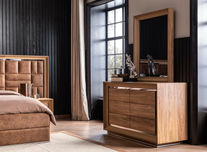 Cômoda moderna + espelho com espaço de armazenamento prático