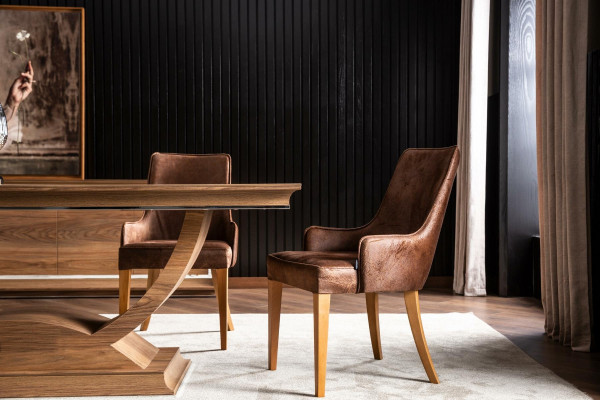 Cadeira elegante estofada em estilo loft - cadeira de cozinha de couro preto