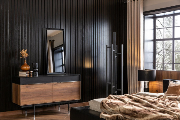 Espelho de parede luxuoso com moldura preta 100x46