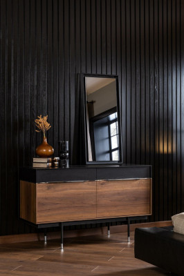 Espelho de parede luxuoso com moldura preta 100x46