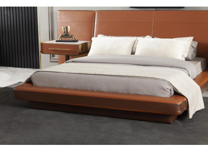 Conjunto de cama de barro luxe com cabeceira, criado-mudo e 4 mesas de cabeceira