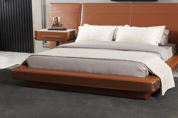 Estrutura de cama luxuosa moderna marrom