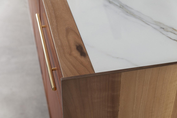 Armário laranja com gavetas e prateleiras, criado-mudo XXL, buffet de 240 cm