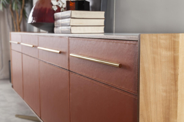 Armário laranja com gavetas e prateleiras, criado-mudo XXL, buffet de 240 cm