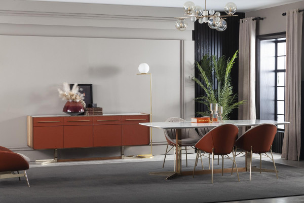 Moderna, luxuosa e confortável mesa de jantar branca