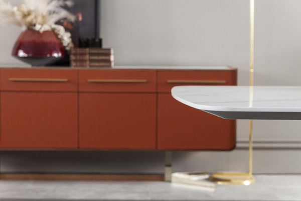 Moderna, luxuosa e confortável mesa de jantar branca