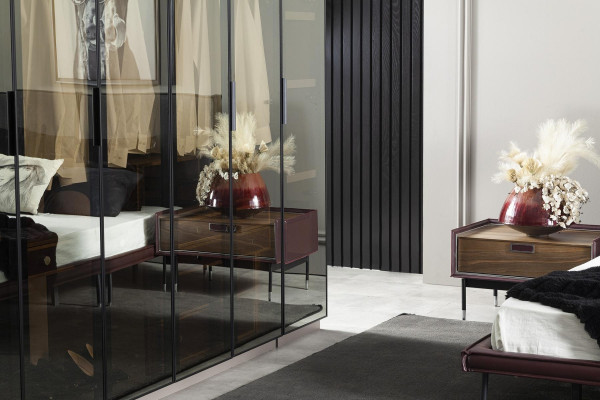 Mesa de cabeceira luxuosa marrom para o quarto, console moderno