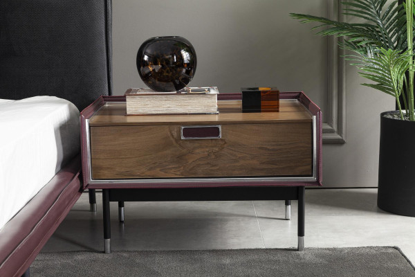 Mesa de cabeceira luxuosa marrom para o quarto, console moderno