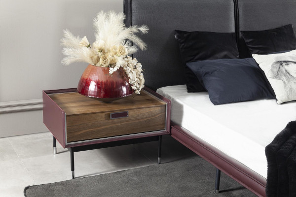 Mesa de cabeceira luxuosa marrom para o quarto, console moderno