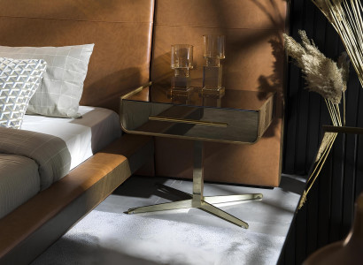 Conjunto de móveis de quarto de luxo com cama, criado-mudo e armários 6 peças.