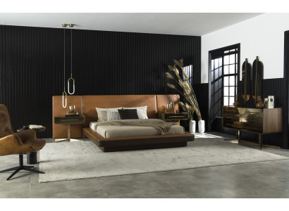 Moderna e luxuosa aparência de couro sintético, confortável quarto