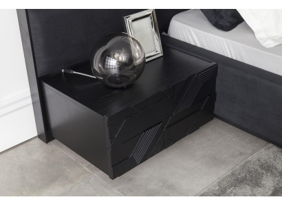 Conjunto de quarto moderno Mustat, mesa de cabeceira de 3 peças, cama de couro